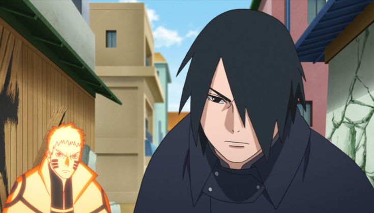 Image shows Sasuke and Naruto vs Isshiki, illustrating Sasuke's role as a protector in Konoha agains Invasions
